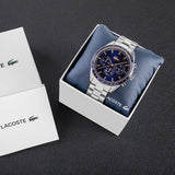 Lacoste Boston Chronograph Blue Dial Silver Steel Strap Watch for Men - 2011081