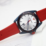 Emporio Armani Sigma Silver Dial Red Silicone Strap Watch for Men - AR11219