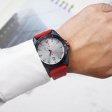 Emporio Armani Sigma Silver Dial Red Silicone Strap Watch for Men - AR11219