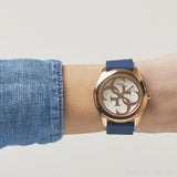 Guess G Twist White Dial Blue Silicone Strap Watch For Women - W0911L6