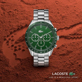 Lacoste Boston Chronograph Green Dial Silver Steel Strap Watch for Men - 2011080