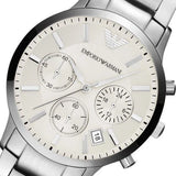 Emporio Armani Renato Chronograph White Dial Silver Steel Strap Watch for Women  - AR2459