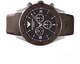 Emporio Armani Sportivo Chronograph Black Dial Brown Silicone Strap Watch for Men - AR9501