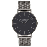 Coach Charles Black Dial Grey Mesh Bracelet Watch for Men - 14602145