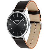 Coach Charles Black Dial Black Leather Strap Watch for Men - 14602149