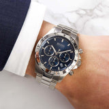 Hugo Boss Ikon Blue Dial Silver Steel Strap Watch for Men - 1512963