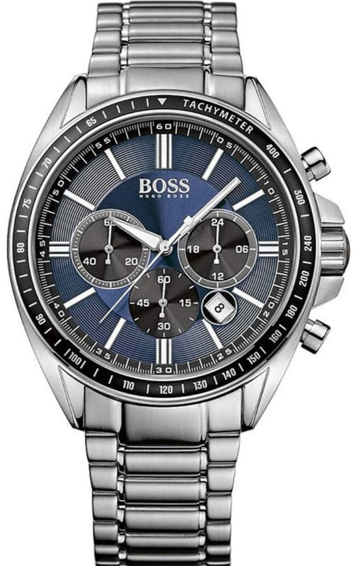 Hugo Boss Chronograph Driver Blue Dial Silver Steel Strap Watch for Men - 1513081