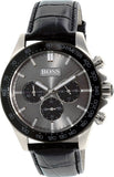 Hugo Boss Ikon Grey Dial Black Leather Strap Watch for Men - 1513177