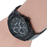 Hugo Boss Onyx Black Dial Black Leather Strap Watch for Men - 1513367