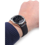 Hugo Boss Time One Chronograph Black Dial Black Leather Strap Watch for Men - 1513430