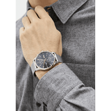 Hugo Boss Associate Black Dial Silver Mesh Bracelet Watch for Men - 1513805