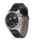 Hugo Boss Pilot Edition Black Dial Black Leather Strap Watch for Men - 1513853