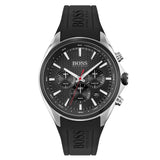 Hugo Boss Distinct Black Dial Black Rubber Strap Watch for Men - 1513855