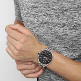 Hugo Boss Montre Distinct Black Dial Silver Steel Strap Watch for Men - 1513857