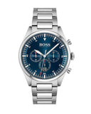 Hugo Boss Pioneer Blue Dial Silver Steel Strap Watch for Men - 1513867