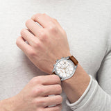 Hugo Boss Champion White Dial Brown Leather Strap Watch for Men - 1513879