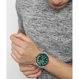 Hugo Boss Globetrotter Green Dial Silver Steel Strap Watch for Men - 1513930
