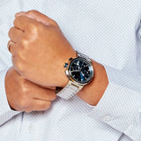 Hugo Boss One Chronograph Blue Dial Silver Steel Strap Watch For Men - 1513999
