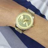 Michael Kors Ritz Pave Crystals Gold Dial Gold Steel Strap Watch for Women - MK6862