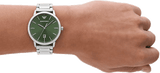 Emporio Armani Claudio Green Dial Silver Steel Strap Watch for Men - AR11575