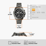 Fossil Bronson Chronograph Black Dial Grey Steel Strap Watch for Men - FS5852