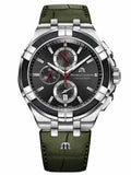 Maurice Lacroix Aikon Chronograph Black Dial Green Leather Strap Watch for Men - AI1018-PVB21-330-1