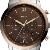 Fossil Neutra Chronograph Brown Dial Two Tone Steel Strap Watch for Men - FS5869