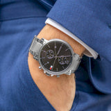 Tommy Hilfiger Daniel Black Dial Silver Steel Strap Watch for Men - 1710413