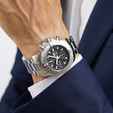 Breitling Avenger Chronograph 43 Black Dial Silver Steel Strap Watch for Men - A13385101B1A1