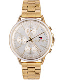 Tommy Hilfiger Carly White Dial Gold Steel Strap Watch for Women - 1781786