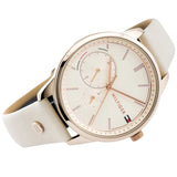 Tommy Hilfiger Brooke Quartz White Dial Cream Leather Strap Watch for Women  - 1782022