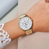 Tommy Hilfiger Harper Chronograph White Dial Gold Steel Strap Watch For Women - 1782223