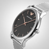 Emporio Armani Luigi Analog Black Dial Silver Mesh Bracelet Watch For Men - AR11272
