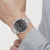 Tommy Hilfiger Kane Black Dial Silver Mesh Bracelet Watch for Men - 1710402