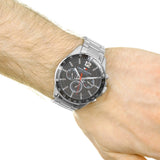Tommy Hilfiger Luke Chronograph Black Dial Silver Steel Strap Watch for Men - 1791104