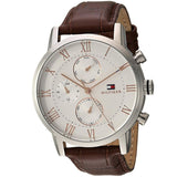 Tommy Hilfiger Kane Chronograph White Dial Brown Leather Strap Watch for Men - 1791400