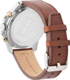Tommy Hilfiger Decker Blue Dial Brown Leather Strap Watch for Men - 1791561