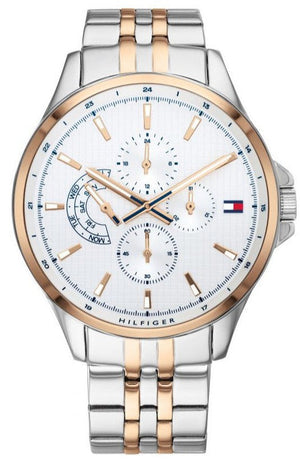 Tommy Hilfiger Shawn Quartz White Dial Two Tone Steel Strap Watch for Men - 1791617