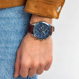 Tommy Hilfiger Parker Chronograph Blue Dial Brown Leather Strap Watch For Men - 1791837