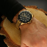 Tommy Hilfiger Larson Chronograph Black Dial Gold Steel Strap Watch For Men - 1791919