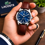 Lacoste Edmonton Blue Dial Brown Leather Strap Watch for Men - 2010889
