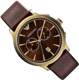 Emporio Armani Alpha Large Chronograph Brown Dial Brown Leather Strap Watch for Men - AR1793