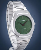 D1 Milano Ultra Thin Moss Green Dial Silver Steel Strap Watch for Men - D1-UTBJ06