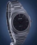 D1 Milano Ultra Thin Black Dial Gray Steel Strap Watch for Men - D1-UTBJ15