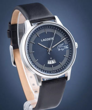 Lacoste Madrid Blue Dial Black Leather Strap Watch for Men - 2011034