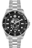 Philipp Plein The $kull Diver Black Dial Silver Stainless Steel Strap Watch For Men- PWOAA0522