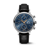 IWC Portofino Chronograph Blue Dial Black Leather Strap Watch for Men - IW391036