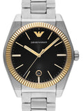 Emporio Armani Federico Black Dial Silver Steel Strap Watch for Men - AR80077