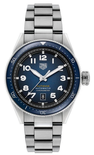 Tag Heuer Autavia Automatic Blue Dial Silver Steel Strap Watch for Men - WBE5116.EB0173