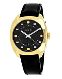 Gucci GG2570 Black Dial Black Leather Strap Watch For Men - YA142310
